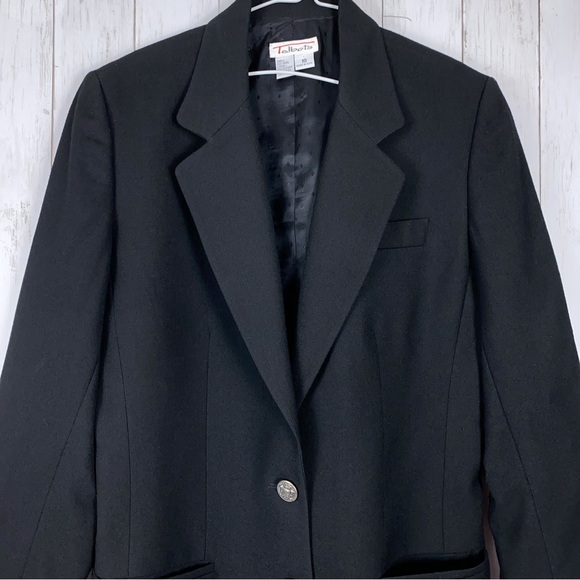 Talbots Womens Blazer Jacket Size 10 Black Wool 2 Button Lined Career Casual - Picture 2 of 7